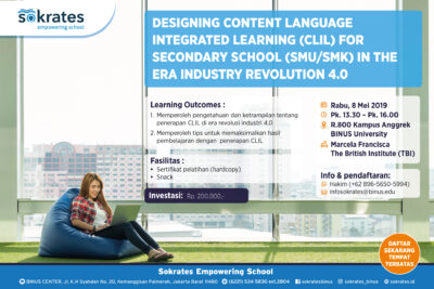 Seminar: Designing Content Languange Integrated Learning (CLIL) for Secondary School (SMU/SMK) in The Era Industry Revolution 4.0